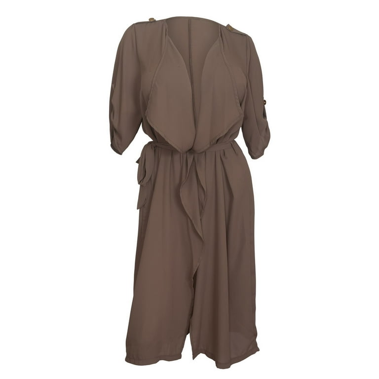 eVogues Plus size Chiffon Longline Cardigan Khaki Walmart