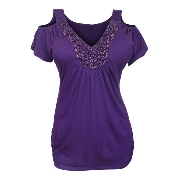 eVogues Plus size Drop Shoulder Top Purple 9116