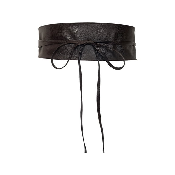 eVogues Plus size Faux Leather Obi Waistband Sash Belt Dark Brown