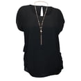 thumbnail image 1 of eVogues Plus size Keyhole Back Top Black, 1 of 4