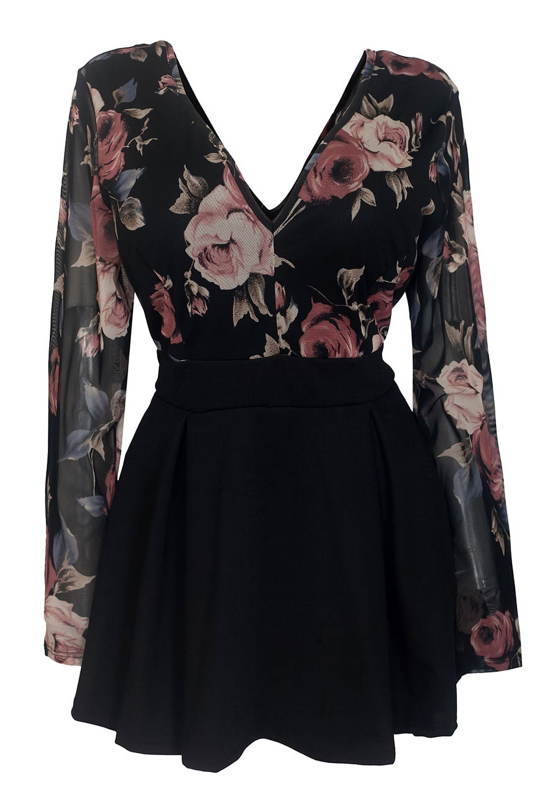 eVogues Plus size Lace Overlay Romper Dress Black Floral Print 1915 -  Walmart.com