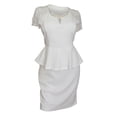 thumbnail image 1 of eVogues Plus size Lace Yoke Peplum Dress White, 1 of 4