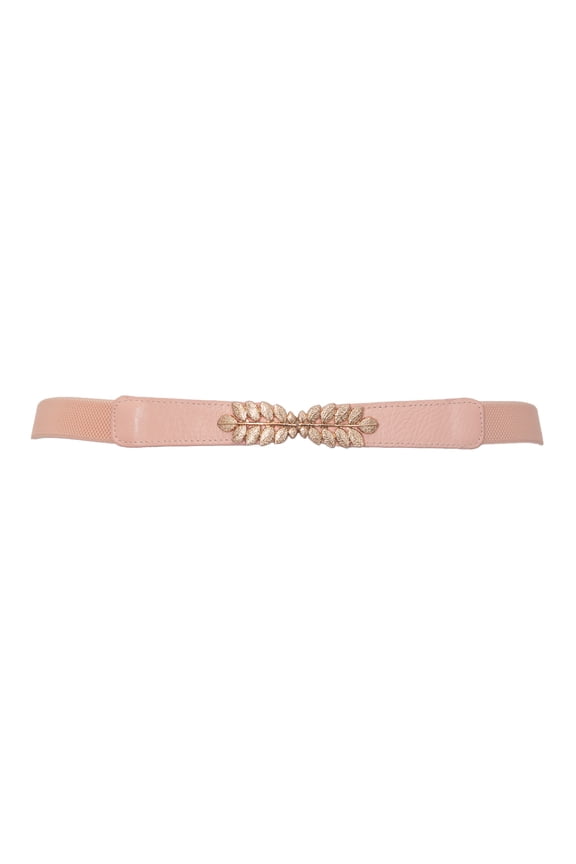 eVogues Plus size Leaf Interlocking Buckle Elastic Belt Pink