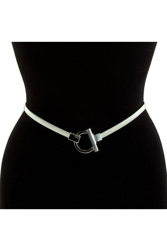 eVogues Plus size O-Ring Pendant Buckle Metal Elastic Waist Belt Silver Tone