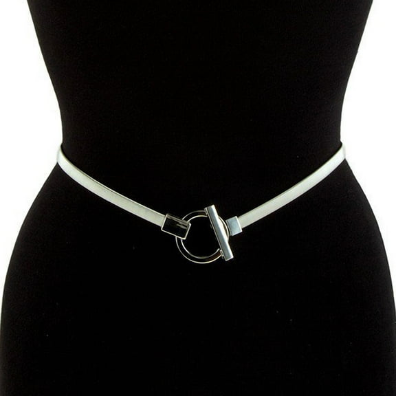 eVogues Plus size O-Ring Pendant Buckle Metal Elastic Waist Belt Silver Tone