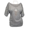 thumbnail image 1 of eVogues Plus size Off Shoulder Top with Ruched Detail Gray, 1 of 4