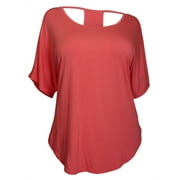 EVOGUES APPAREL eVogues Plus size Racerback Dolman Top Coral