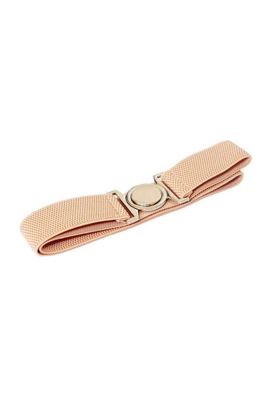 eVogues Plus size Round Buckle Elastic Belt Baby Pink