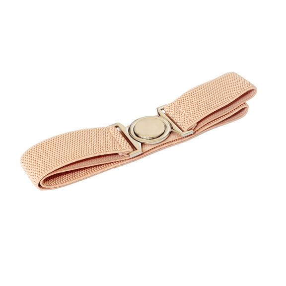 eVogues Plus size Round Buckle Elastic Belt Baby Pink