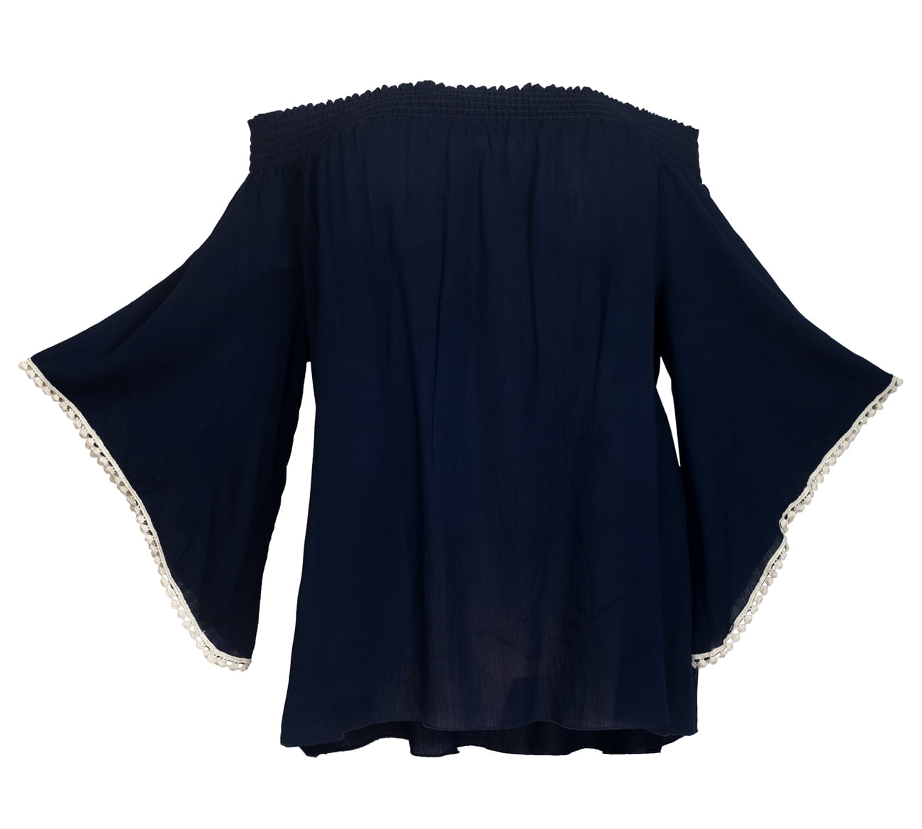 Blue Vouges eVogues Plus size Smocked Off Shoulder Top Navy Blue - Walmart Business ...