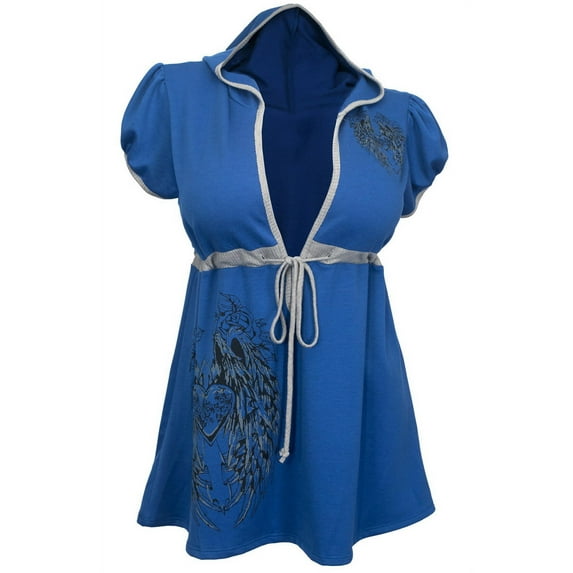 eVogues Women's Angel Wing Hoodie Top Royal Blue