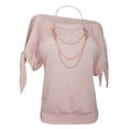thumbnail image 1 of eVogues Women's Cold Shoulder Top with Necklace Detail Pink, 1 of 3