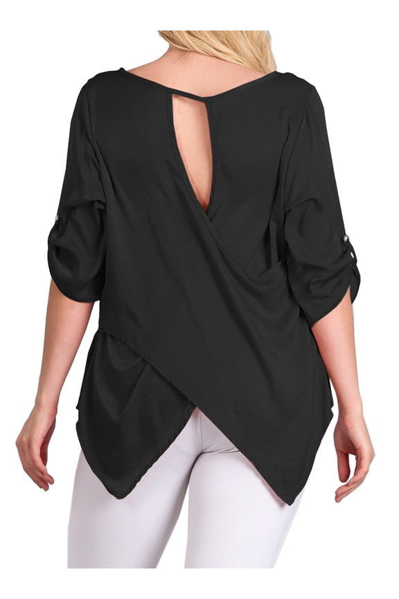 eVogues Women's Crossed Back Top Black