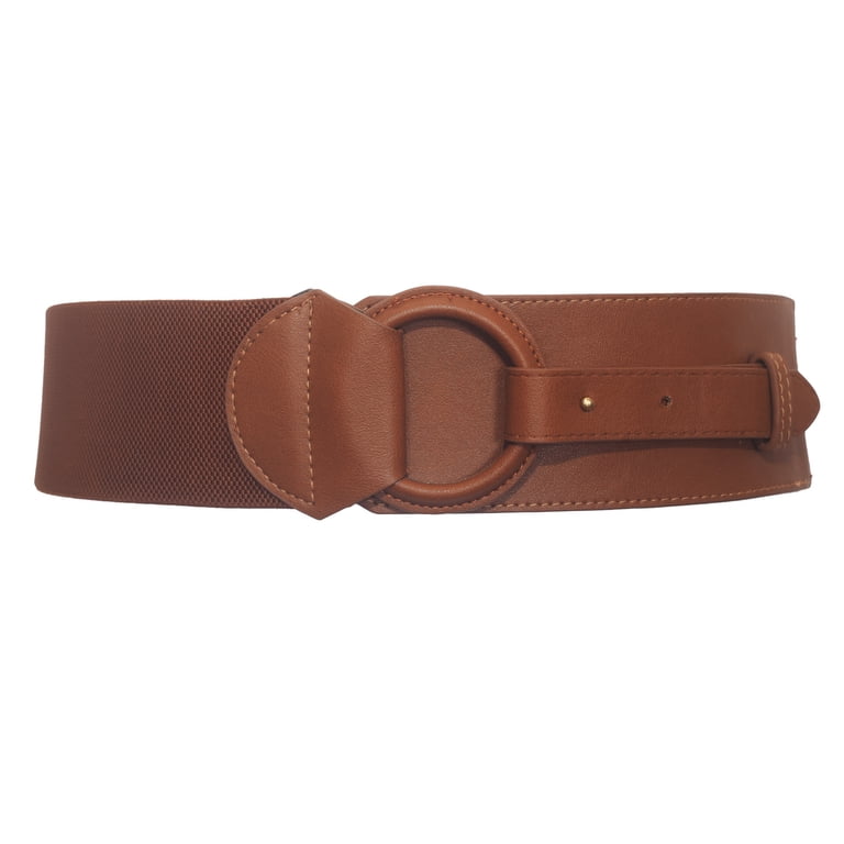 9933 Evogues Women\'s Leatherette O-ring Buckle Elastic Wide Fashion Belt eVogues Women main image 4
