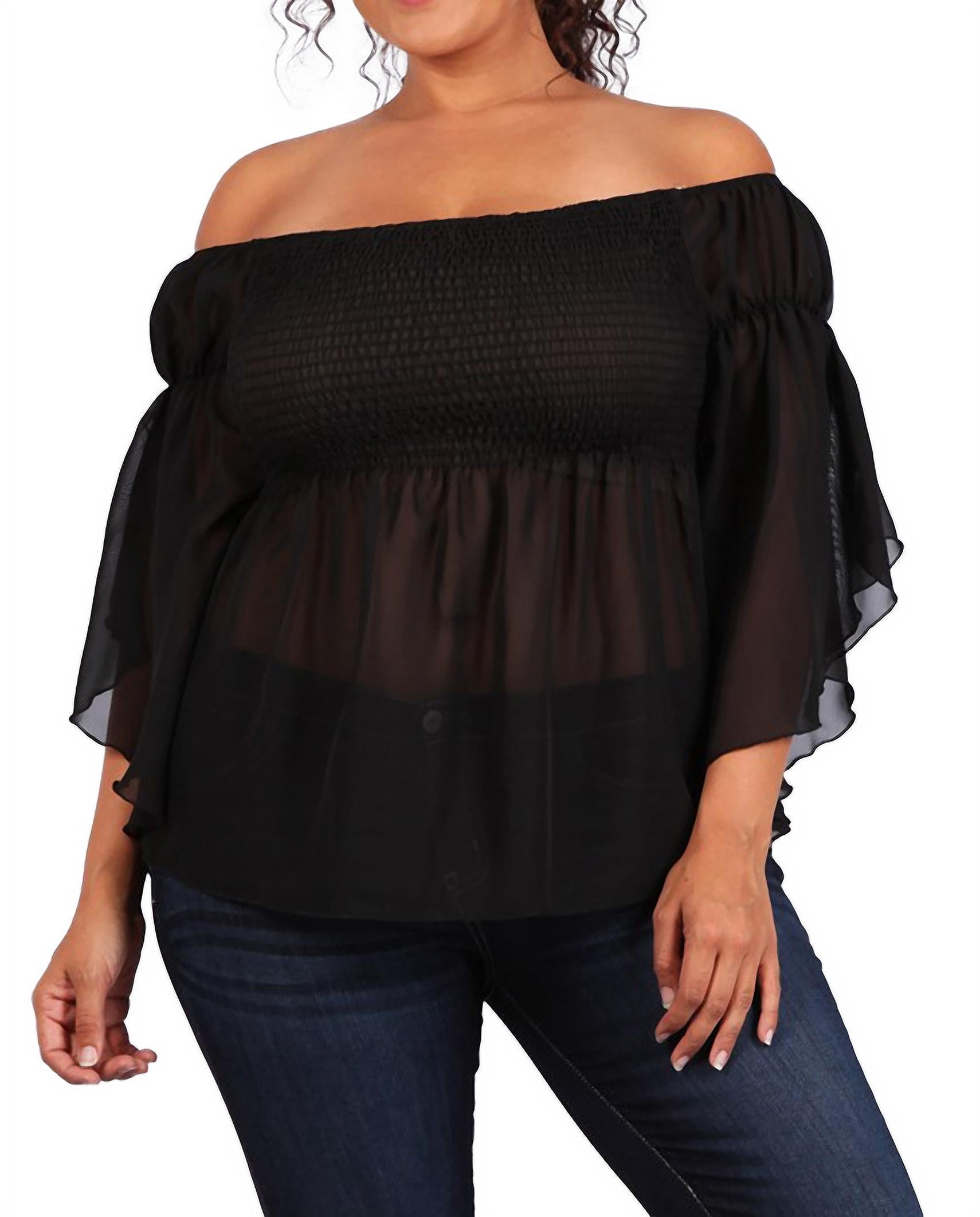 black smocked off the shoulder top