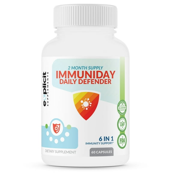 eXplicit Supplements ImmuniDay Daily Defender - with Elderberry, Vitamin D3, Zinc, Garlic Bulb, Echinacea & Vitamin C