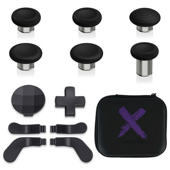 eXtremeRate 13 in 1 Component Pack Kit for Xbox Elite Series 2 Controller, 6 Metal Thumbsticks & Adjustment Tool, 2 D-Pads, 4 Paddles for Xbox Elite Series 2 Core Controller - Black & Metallic Silver