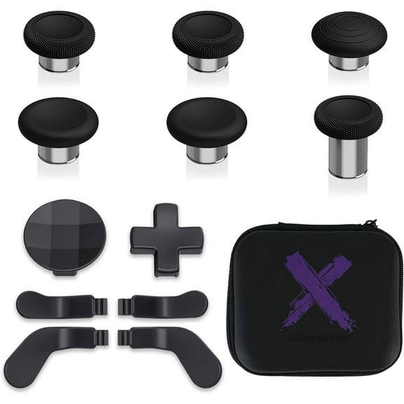 eXtremeRate 13 in 1 Component Pack Kit for Xbox Elite Series 2 Controller, 6 Metal Thumbsticks & Tool, 2 D-Pads, 4 Paddles for Xbox Elite Series 2 Core Controller - Metallic Hero Gold