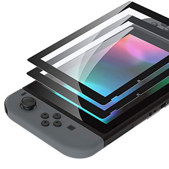eXtremeRate 2 Pack Black Border Transparent HD Clear Saver Screen Protector for Nintendo Switch