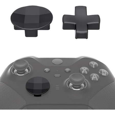 eXtremeRate 2 pcs Metalic Black Magnetic Stainless Steel D-Pads, for Xbox Elite 1/2 Controller, Replacement Parts Directional Pad Button Kits for Xbox One Elite & Xbox One Elite Series 2 Controller