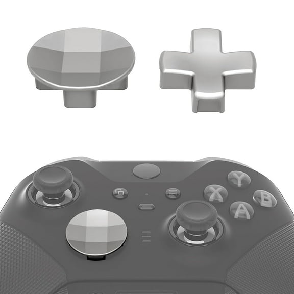 eXtremeRate 2 pcs Metalic Silver Magnetic Stainless Steel D-Pads, for Xbox Elite 1/2 Controller, Replacement Parts Directional Pad Button Kits for Xbox One Elite & Xbox One Elite Series 2 Controller