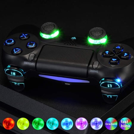 eXtremeRate 7 Colors 9 Modes Black Classical D-pad Thumbsticks Face Buttons for PS4 Controller