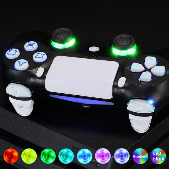 eXtremeRate 7 Colors 9 Modes LED Kit Scarlet Red D-pad Thumbsticks Face Buttons for PS4 Controller
