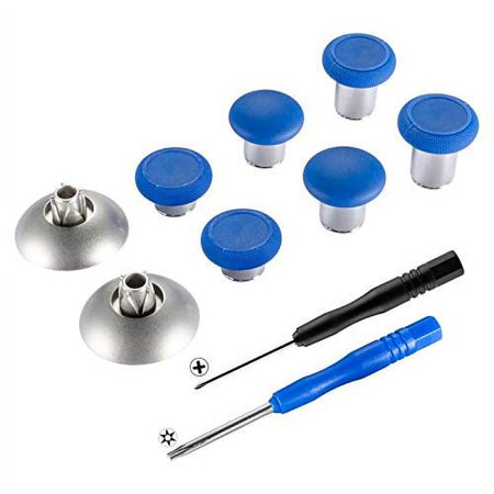 eXtremeRate 8 in 1 Blue Metal Magnetic Thumbsticks Analog Joysticks for Xbox One, Xbox One Elite, Xbox One S, Xbox Series X, PS4 Slim, PS4 Pro, PS4 Controller with T8H Cross Screwdrivers