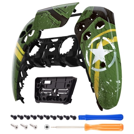 eXtremeRate Army Mecha Touchpad Front Housing Shell Compatible with ps5 Controller, DIY Replacement Shell Custom Touch Pad Cover Faceplate Compatible with ps5 Controller