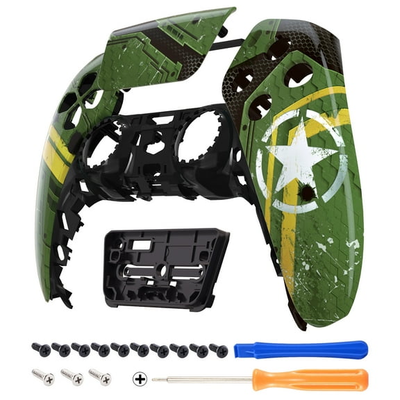 eXtremeRate Army Mecha Touchpad Front Housing Shell Compatible with ps5 Controller, DIY Replacement Shell Custom Touch Pad Cover Faceplate Compatible with ps5 Controller