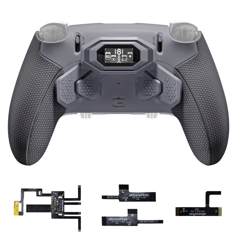 eXtremeRate BEYOND Kit for PS5 Edge - OLED Display Paddles w/ 4 Remappable Buttons & Rubberized Grip (New Hope Gray & Classic Gray)