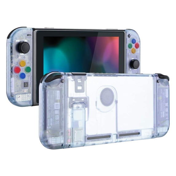 eXtremeRate Back Plate for Nintendo Switch Console, NS Joycon Handheld Controller Housing with Colorful Buttons, DIY Replacement Shell for Nintendo Switch - Glacier Blue
