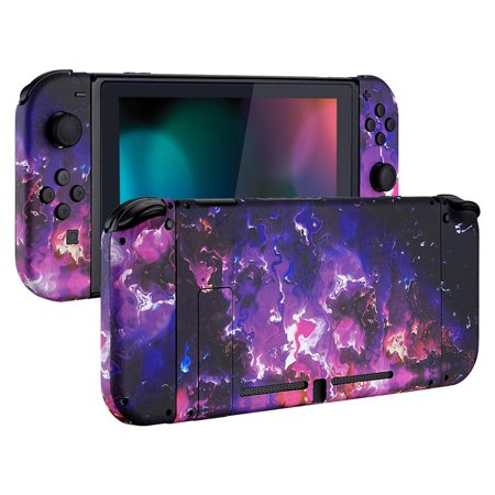 eXtremeRate Back Plate for Nintendo Switch Console, NS Joycon Handheld Controller Housing with Full Set Buttons, DIY Replacement Shell for Nintendo Switch - Surreal Lava