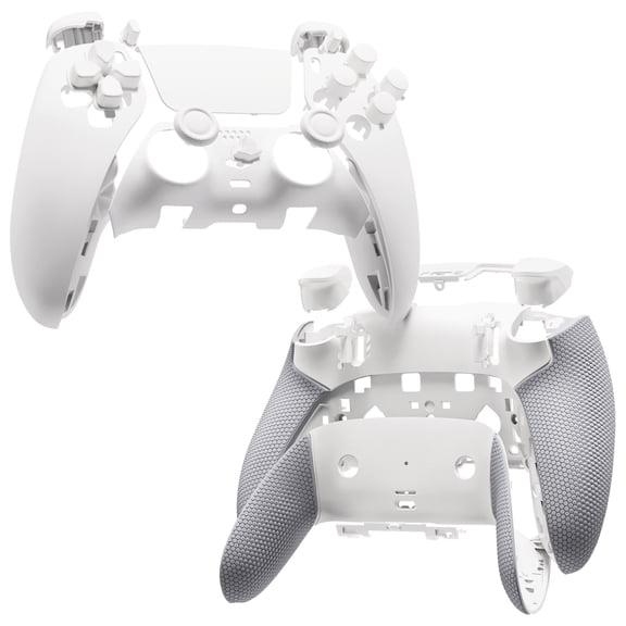 eXtremeRate Beyond-ARC Full Shell Kit for PS5 Edge Controller, Faceplate, Rubberized Grip Back Plate, Buttons & 6 Swappable Thumbsticks - White