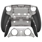 eXtremeRate Beyond-ARC Shell Kit for PS5 Edge Controller - Rubberized Grip Front & Back Cover Clear & Black