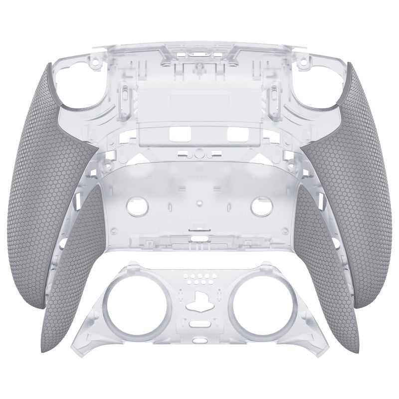 eXtremeRate Beyond-ARC Shell Kit for PS5 Edge Controller - Rubberized Grip Front & Back Cover (Clear & Gray)
