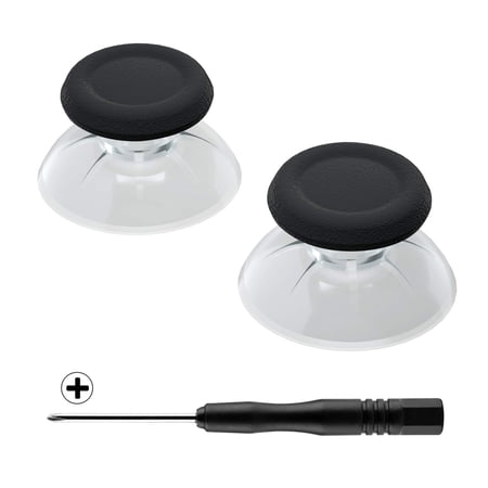eXtremeRate Black & Clear Dual-Color Replacement 3D Joystick Thumbsticks for PS5 Controller, Analog Thumb Sticks with Screwdriver for PS4 Slim Pro Controller