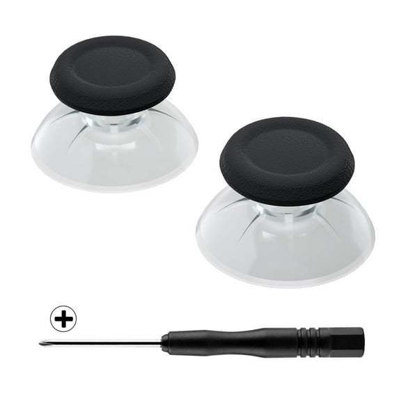 eXtremeRate Black & Clear Dual-Color Replacement 3D Joystick Thumbsticks for PS5 Controller, Analog Thumb Sticks with Screwdriver for PS4 Slim Pro Controller