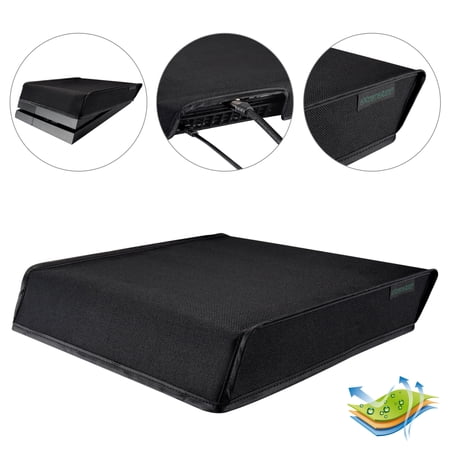 eXtremeRate Black Horizontal Dust Cover for PS4 Console, Soft Neat Lining Dust Guard for PS4 Console, Anti Scratch Waterproof Cover Protector Sleeve for PS4 Console