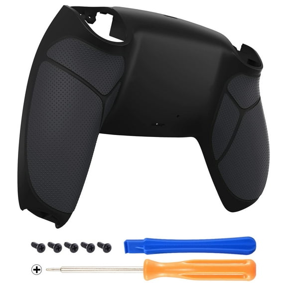 eXtremeRate Black Performance Rubberized Grip Replacement Back Housing Bottom Shell for ps5 Controller