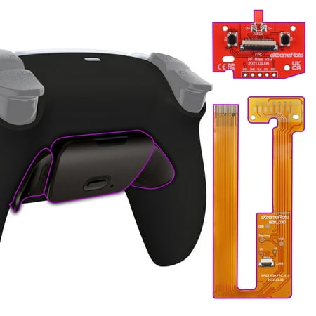 eXtremeRate Black Real Metal Buttons Version Rise Remap Kit Upgrade Board & Back Shell & Back Buttons Set for PS5 Controller