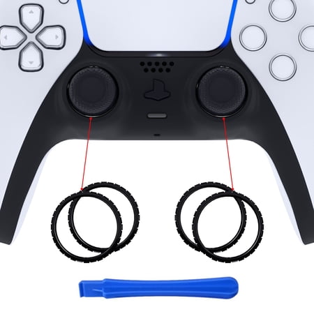 eXtremeRate Black Replacement Accessories Accent Rings for ps5 Controller BDM-010/020/030/040