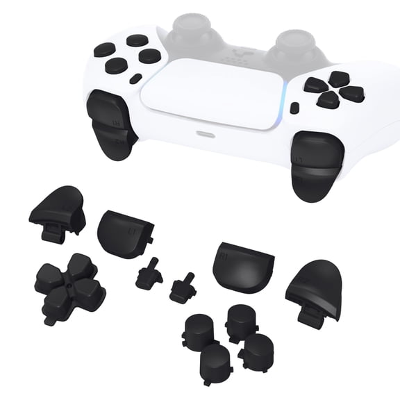 eXtremeRate Black Replacement D-pad R1 L1 R2 L2 Triggers Share Options Face Buttons for ps5 Controller BDM-010/020