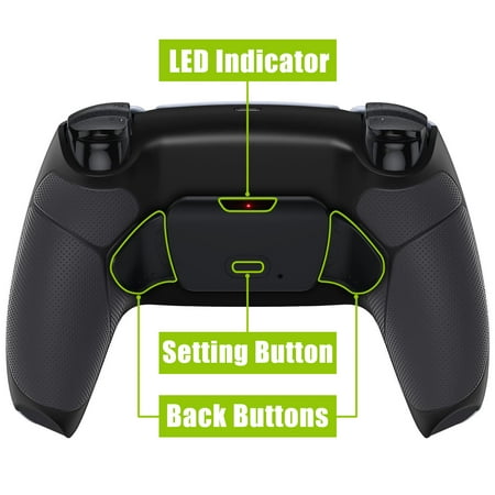 eXtremeRate Black Rubberized Grip Kit Upgrade Board Back Shell Buttons for PS5 Controller BDM-010/020