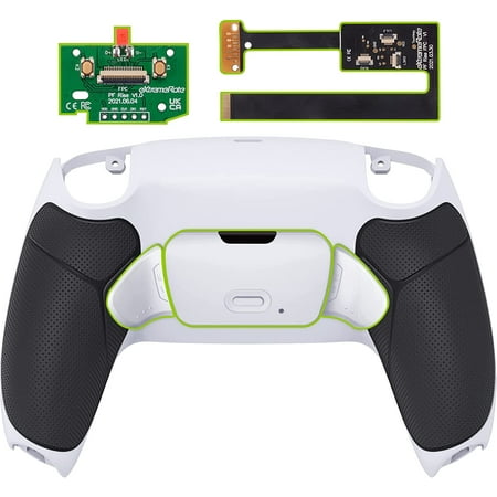 eXtremeRate Black Rubberized Grip Programable RISE 2.0 Remap Kit for PS5 Controller BDM 010 BDM 020, Upgrade Board & White Redesigned Back Shell & White Back Buttons for PS5 Controller - NO Controller