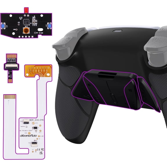 eXtremeRate Black Rubberized Grip Programable RISE4 V4 Remap Kit for PS5 Controller BDM-030 040 050 060 -Black