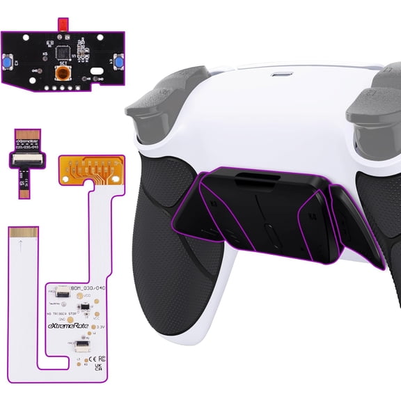 eXtremeRate Black Rubberized Grip Programable RISE4 V4 Remap Kit for PS5 Controller BDM-030 040 050 060 -White Black and Black
