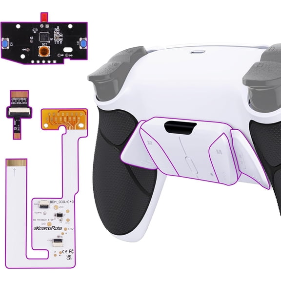 eXtremeRate Black Rubberized Grip Programable RISE4 V4 Remap Kit for PS5 Controller BDM-030 040 050 060 -White Black and White