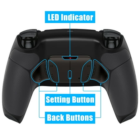 eXtremeRate Black Rubberized Grip Remap Kit Upgrade Board Back Shell 4 Buttons for PS5 Controller BDM 010/020