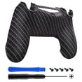 thumbnail image 1 of eXtremeRate Black Silver Carbon Fiber PatternSoft Touch Game Improvement Replacement Parts Back Housing Cover, Custom Bottom Shell Compatible with ps4 Controller JDM-040, JDM-050 and JDM-055, 1 of 5